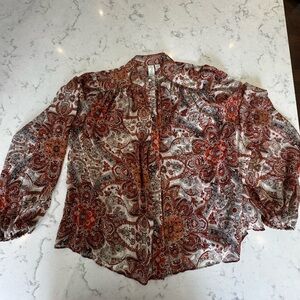 Joie Paisley Button Front Long Sleeve Blouse